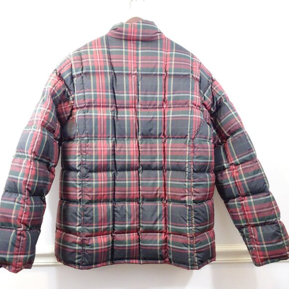 Eddie Bauer Red Plaid Down Filled Puffer Jacket L Tall Warm Winter Coat Casual - Picture 5 of 6